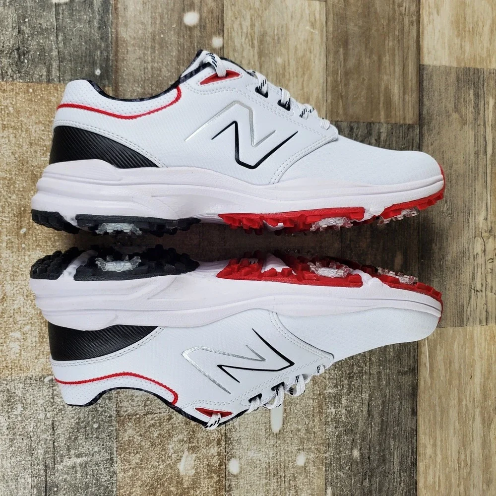 New Balance Brighton Mens Golf Cleats Sz 9 White Leather Lace Up Low Top Sneaker